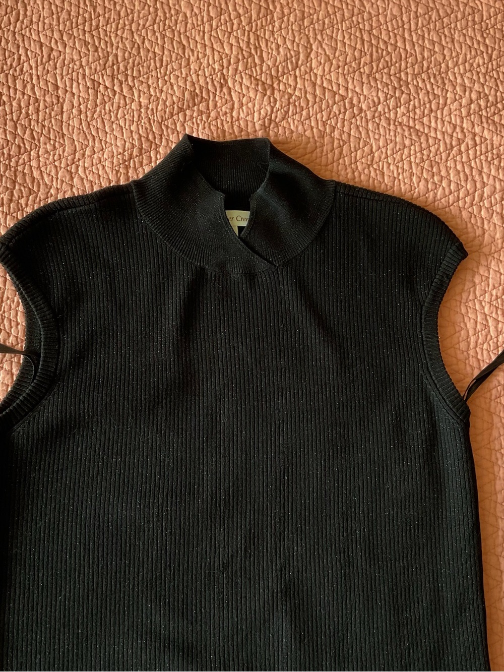 Coldwater Creek Black Ribbed Sleeveless Mock Neck Shell, silk - Picture 10 of 10